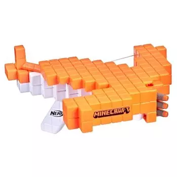 Hasbro Nerf Minecraft Minecraft Pillager Арбалет Nerf Elite с 3 реалистичными рукоятками для арбалета с оттяжкой F4415, оригинальный арбалет, оранжевый