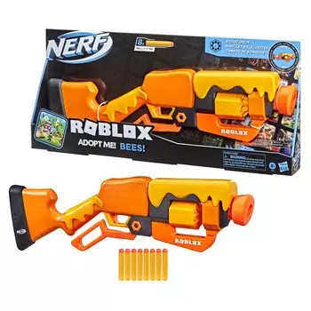 Hasbro Nerf Roblox Roblox ADOPT Lever Action Dart Blaster Оснащен барабаном, который может загрузить до 8 дротиков Поставляется с кодом для получения 8 дротиков и жёлтый