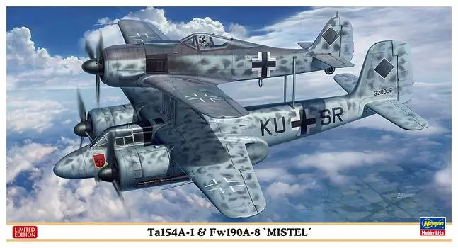 Hasegawa Luftwaffe Myster Plastic Model 02193 1/72 Ta154A-1 & Fw190A-8