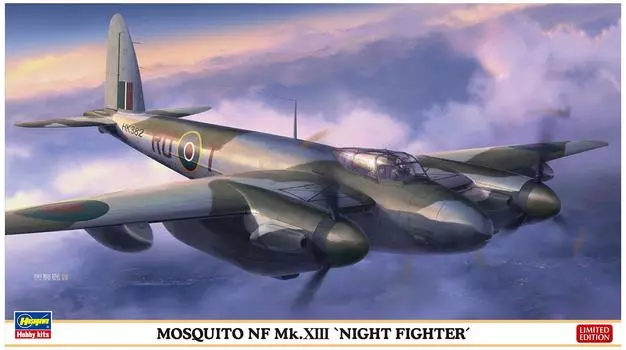 Hasegawa Королевские ВВС Mosquito NF Ночной истребитель Пластиковая модель 02198 1/72 Mk.XIII чёрный