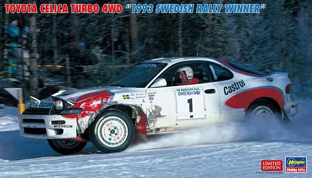 Hasegawa Toyota Celica Turbo 4WD 1993 Swedish Rally Winner Пластиковая модель 20484 1/24 белый