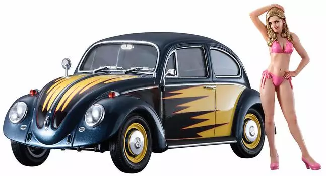 Hasegawa Volkswagen Beetle Cal Look Фигурка Пластиковая Модель SP445 1/24 (1966 год) с девочками чёрный