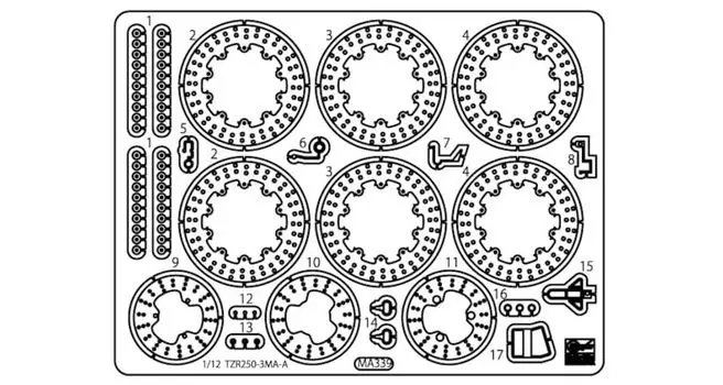 Hasegawa Yamaha TZR250 1989 Etching Parts Plastic Model Parts 21773 1/12 (3MA) (Motorcycle)