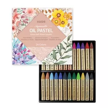 HASHI Для художников и профессионалов Мягкая водорастворимая масляная пастель (24 цвета) Пастель, крепа, нетоксичные (24 цвета)