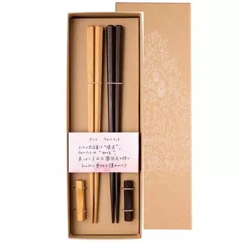 Hashikura Matsukan Chopsticks Couple Chopsticks Natural Wood Pair Set Chopstick Rest Included Natural Wood Sakura Walnut Natural Black Made in Japan