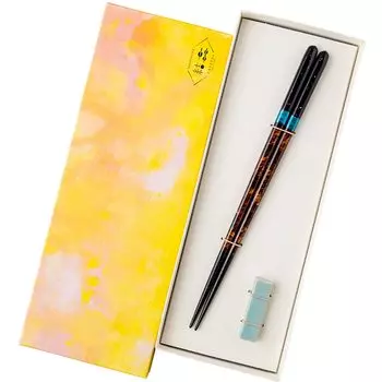 Hashikura Matsukan Chopsticks Dishwasher Safe Natural Wood Unisex Chopstick Rest Set Unisex Crystal Night Sky Evening Black Blue Made in Japan 22.5cm