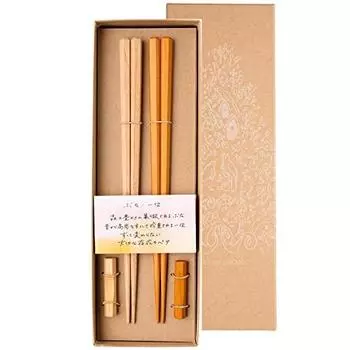 Hashikura Matsukan S-82021 Chopsticks, Married and Wife Chopsticks, Natural Wood, Pair Set, 8.9 inches (22.5 cm), Includes Chopsticks Rest, Natural Wo