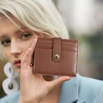 Hasp PU кожаный кошелек на молнии женский держатель для карт портативный короткий кошельки покупки чёрный