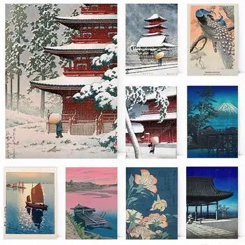 Hasui Kawase Osaka Vintage Japanese Art Koi Carps Peacock Snowy Scenery Poster Wall Pictures Canvas Painting for Room Home Deco 21cm30cm NoFrame