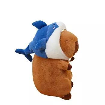 Hat Capybara Shark Plush Toy Cartoon Stuffed Animal Doll Decoration Kids Gift 35cm