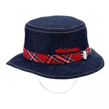 Hat Denim UV Protection Sunshade Cover Included Sun Hat with Rubber for Boys Girls Baby Kids Baby Clothes Clothes SS Indigo Blue [MIKI HOUSE]