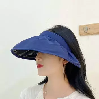 Hat Female K-style New Arrival Outdoor Sun Hat Cute Headband Sun-Proof Bucket Hat Classic Style UV Sun Protection Hat Navy blue