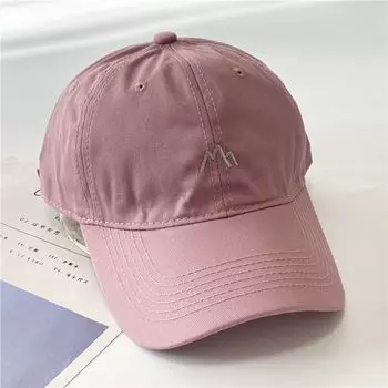 Hat Female Minimalist Hill Embroider Soft Top Baseball Cap Spring Summer Outing Sun Hat Male Athleisure Peaked Cap Pink Adjustable