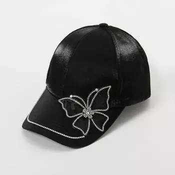 Hat Female New Arrival Summer Butterfly Standard Baseball Cap Big Head Circumference Outdoor Fashion All-Match Face-Looking Small Baseball Cap Butterfly baseball cap Black All yards