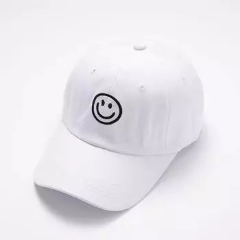 Hat Female Soft Top Solid Color Peaked Cap Men s Simplicity Embroider Sports Sun Hat Tide Sun Protection Sunshade Baseball Cap Female Smiley/White Adjustable