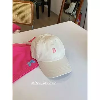 Hat Female Spring and Summer Ins Trendy Letter Baseball Cap K-style Face Small Adjustable Pure Color All-Matching Sun-Poof Peaked Cap Beige Adjustable