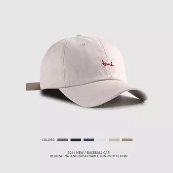 Hat Female Summer Curved Brim Peaked Cap Embroider Sports Outdoor Sunshade Sun Protection Hat Trendy Men K-style Fashion Baseball Cap C0006TIM Beige M(56-58cm)