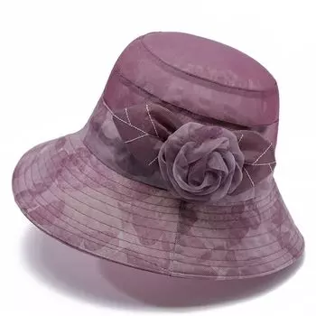 Hat Female Summer Ice Silk Sun Hat Middle-Aged Ladieswear Sun Protection Sun Hat Middle-Aged and Elderly Travel Summer Hat Bucket Hat Purple M(56-58cm)
