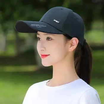 Hat Female Summer Sun-Poof Peaked Cap Fashion All-Match Trendy Thin Long Brim Baseball Cap Sun Hat Female Sun-Proof Face Cover Black Free size (adjustable)