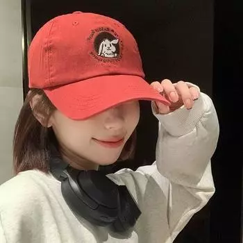 Шапка женская милая симпатичная вышитая бейсболка с кроликом для пары уличная корейская версия пара универсальная мягкая кепка для лета Adjustable - Rabbit Baseball Cap темно-синий