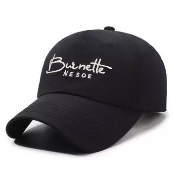 Hat for Women 2025 New Arrival Easiest for Match K-style Thin Letters Embroider Big Brim Baseball Fashion Peaked Cap Makes Face Look Small Black Free size (adjustable)