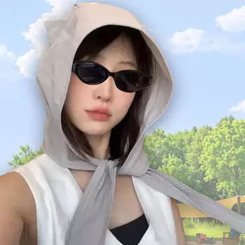 Hat for Women Bandana Headwear Cartoon Headband Lightweight Soft with Neck Flap Sun Protection Cap серый