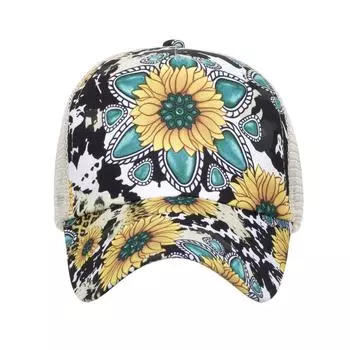 Hat gem sunflower print cross baseball cap cap casual sun visor