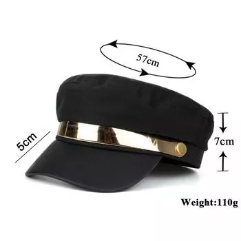 Hat industry осень и зима новый черный золотой край берет R one size fits all чёрный