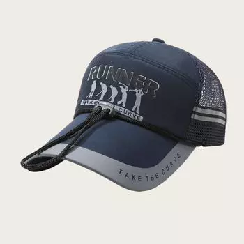 Hat Men s 2025 New Arrival Outdoor Casual Quick-Drying Breathable Sun Protection Sun Hat Lengthened Brim Peaked Baseball Cap Navy Blue [with windproof rope] Mesh