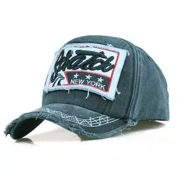 Hat Men s Paste Cloth Embroidery Outdoor Sports Baseball Cap Women s Casual All-Matching Sun-Proof Korean Distressed Peaked Cap Ins Fashion Black