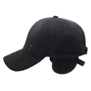 Шапка для мужчин среднего возраста, термобархатная хлопковая шапка, защитные наушники для людей среднего возраста и пожилых людей, бейсбольная кепка, шерстяная кепка для пожилых людей Adjustable серый