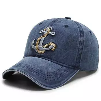 Hat New Arrival Men Spring and Autumn K-style Tide Embroider Sea Riveting Denim Baseball Cap Travel Outdoor Travel Sun Hat Navy blue Adjustable