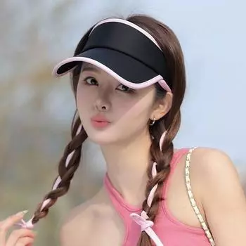 Hat women s 2024 new summer anti-ultraviolet sunshade sunscreen hat versatile bow empty top cap tide M (56-58cm) strap ice silk empty top