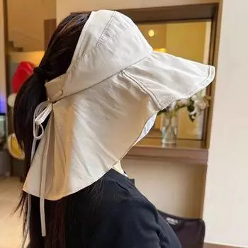 Hat Women s 2025 New Arrival Big Brim Neck Shawl Integrated Sun Hat Air Top Sun Protection Hat Sun Hat Bucket Hat Beige All yards