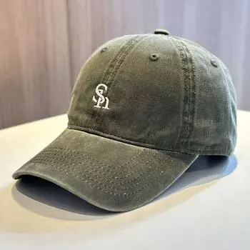 Hat Women s 2025 New Arrival Korean Alphabet Embroider Soft Top Sun Protection Peaked Cap Small Face Suitable for Square and round Face Olive green sn letter Free size (adjustable)