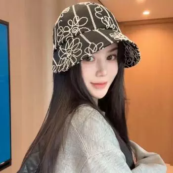 Hat Women s 2025 New Arrival Spring and Summer Korean Fisherman Hat Wide Brim Sun Hat Sun Protection Face-Looking Small Peaked Cap Regular Black/single layer One size