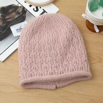 Hat Women s Autumn and Winter Fashion Rabbit Fur Thermal Hat Fleece Thickened Windproof Knitted Wool Hat One Size