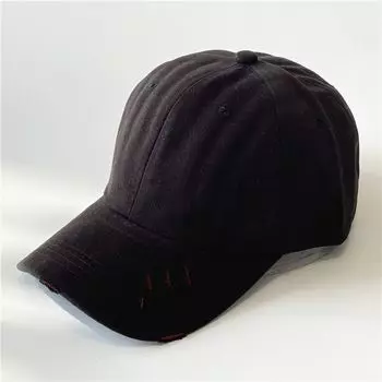 Hat Women s Spring and Autumn Cat Scratch Hole Baseball Cap Solid Color Sanding Soft Peaked Cap Men s Outdoor Casual Sun Hat Black Adjustable