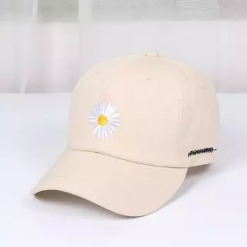 Hat Women s Spring and Autumn Japanese Style Baseball Cap K-style Tide Fashion GD Same Chrysanthemum Peaked Cap Student Sun Hat Men A14216 small Daisy baseball cap beige Adjustable