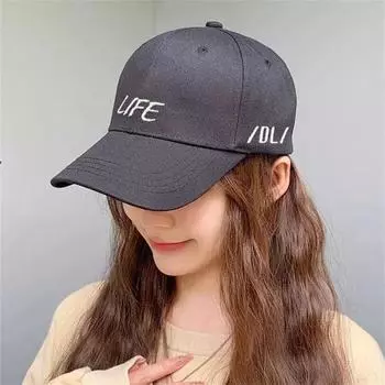Hat Women s Spring Peaked Cap K-style Trendy Ins Fashion Baseball Cap Men s Outdoor Casual Sun-Proof Sun Hat [LIFE] Black Adjustable