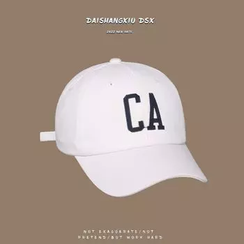 Hat Women s Spring Summer Trendy Easiest for Match Sun-Proof Peaked Cap Embroider Letter CA Face-Looking Couple Baseball Cap Ins C1013CA Embroider baseball cap PY White Adjustable