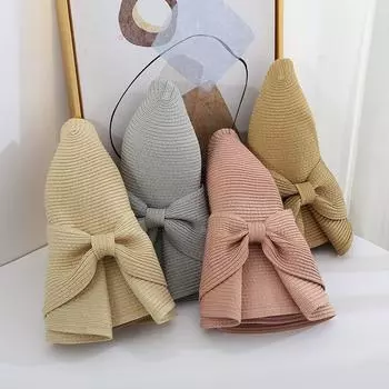 Hat women s summer new fashion split fork sun protection straw hat outdoor women s sun hat bucket hat beach hat M56-58cm чёрный