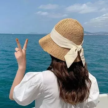 Hat women s summer sunscreen sunshade sun hat new 2024 Internet celebrity trendy versatile UV protection straw hat M56-58cm хаки