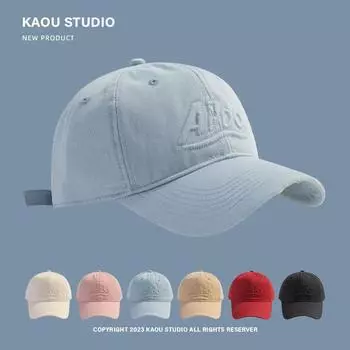 Hat women s summer sunshade versatile baseball cap version big head circumference deep top hat trendy men s casual embroidery cap adjustable светло-синий