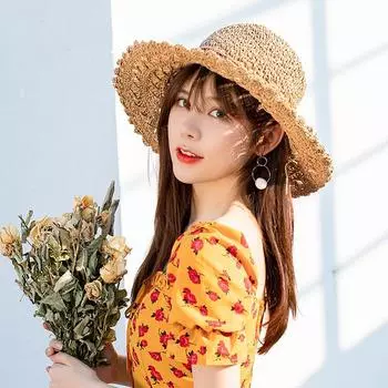 Шляпа женская летняя универсальная дорожная козырек для пляжа и моря складная солнцезащитная шляпа из плетеной вручную соломы M56-58cm хаки