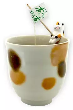 HATAYA Cat Goods Calico Cat Pattern Tea Cup Figure Set Mino Ware Cup Border Cat Mitarashi-chan