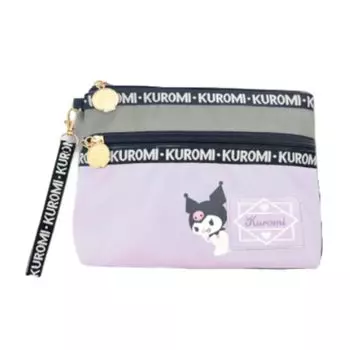 Hatayama Shoji Double Pocket Pouch Logo Tape Kuromi H16 x W24 x D6cm 64202314