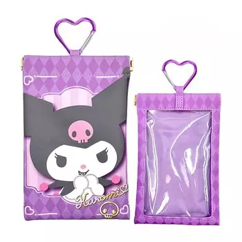 Hatayama Shoji Sanrio прозрачный чехол с пружинным креплением и окном, сумка для аксессуаров, карабин M, любимый размер Kuromi Ш18 x В12 см 34202162: Прибл.