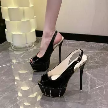 Hate the sky высокий тонкий каблук водонепроницаемый стол ночной клуб сексуальные рыбий рот высокие каблуки босоножки женские летние 2025 новые высокие каблуки босоножки женские 35 красный