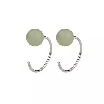 Хэтяньский нефрит, бусины, крючки для серег, античный темперамент, элегантные жемчужные серьги, элегантный простой стиль, серьги-пусеты из белого нефрита и красной фасоли Copper (white gold with ear plugs)